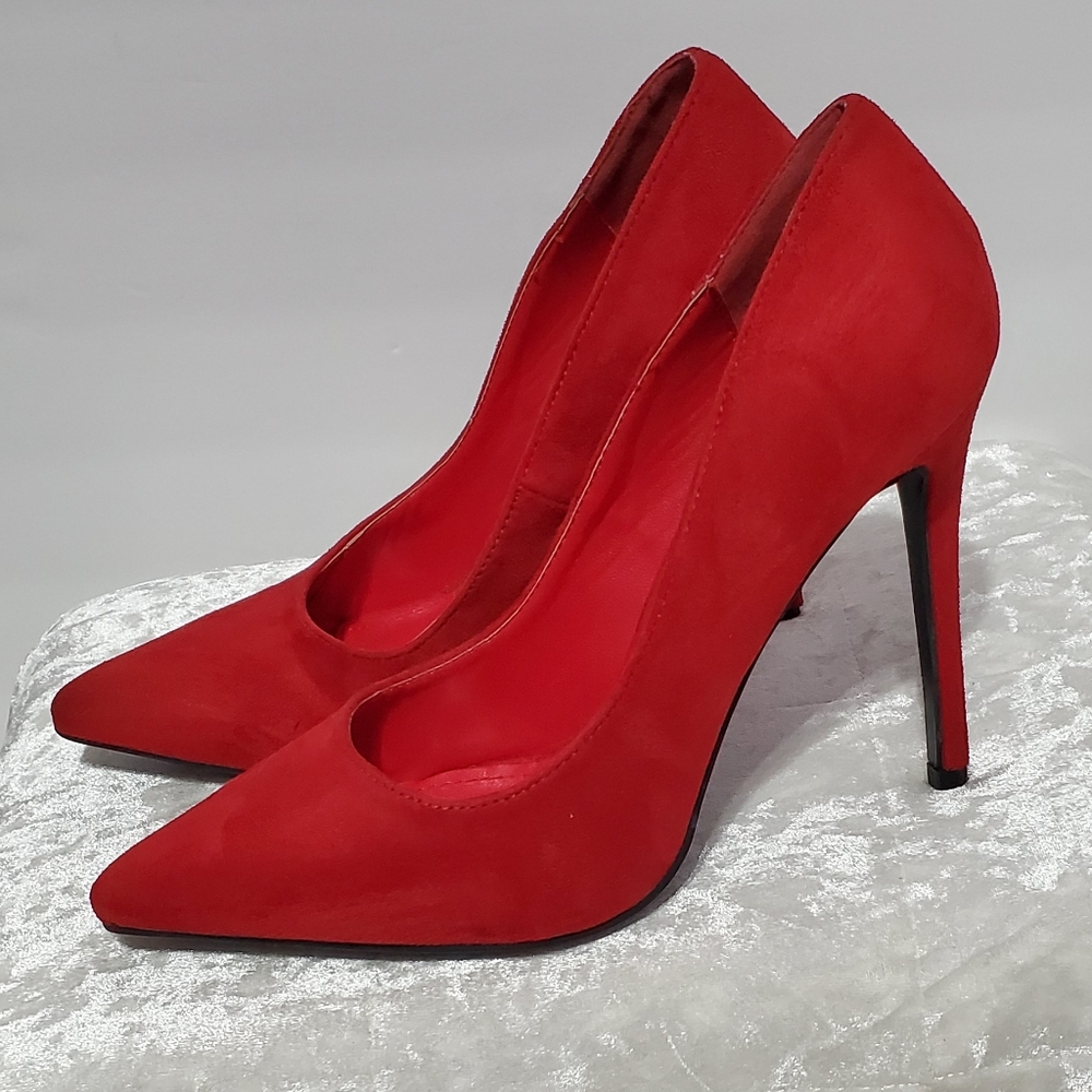 Delicacy Elyse Red Suede Heels